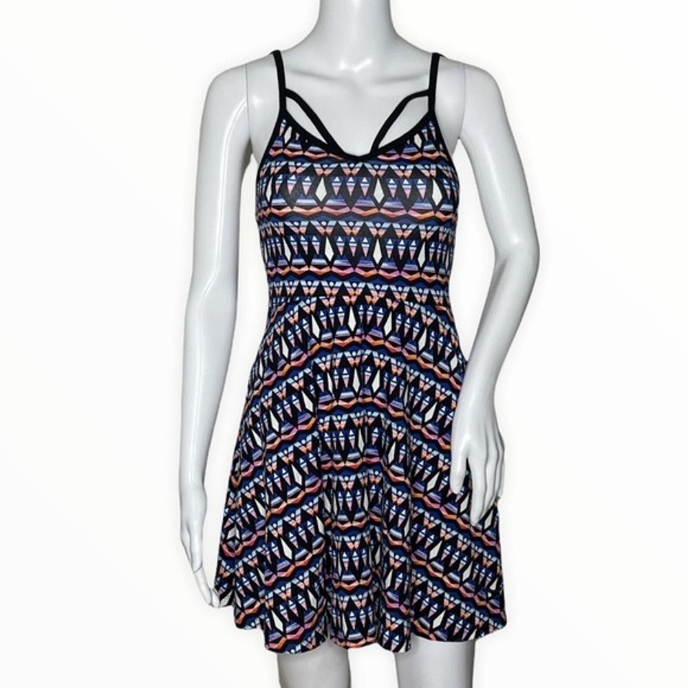 Victoria's Secret Pink Dress Womens XS Black White Geometric Strappy Skater Y2K